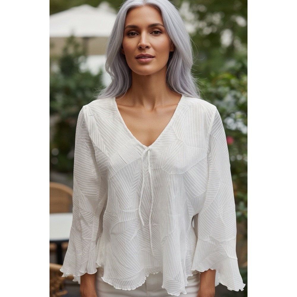 NEW Y2K Bob mackie ROMANTIC RUFFLE white blouse new tags size 8